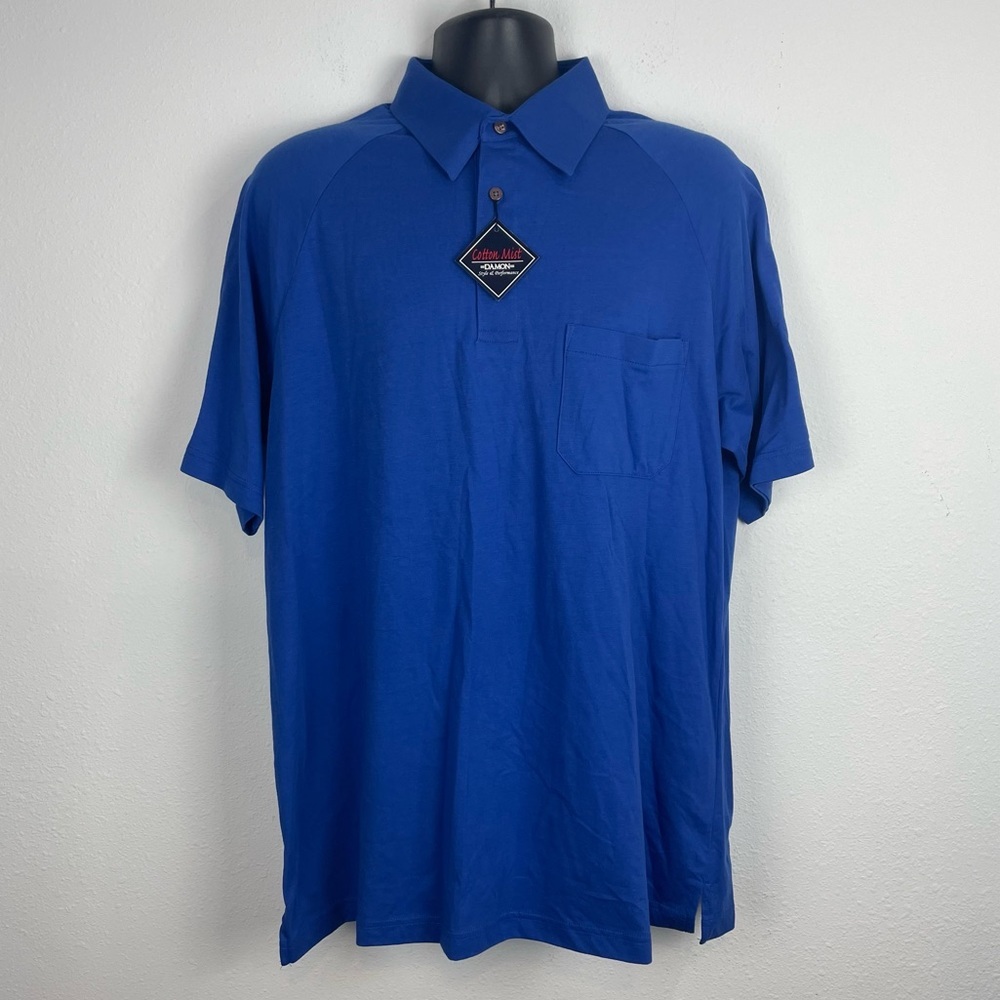 Nwt Damon XL Cotton Mist Blue Polo Shirt Casual Dress Mens Top Summer